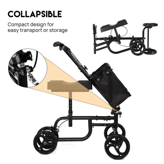 Foldable Knee Walker Scooter Mobility Alternative Crutches Wheelchair w/ Basket