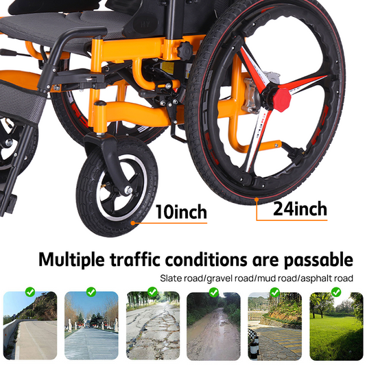 Electric Wheelchair Folding Long Range Motorised Foldable Long Range w/ Bag