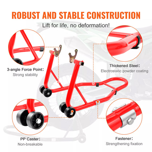 PORIYA 1100lbs Motorbike Dolly Motorcycle Front Wheel Stand and Rear Wheel Stand 2PC