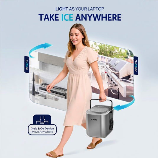 PORIYA Portable Ice Maker Machine Ice Cube Tray 12kg Bar Countertop Non-slip