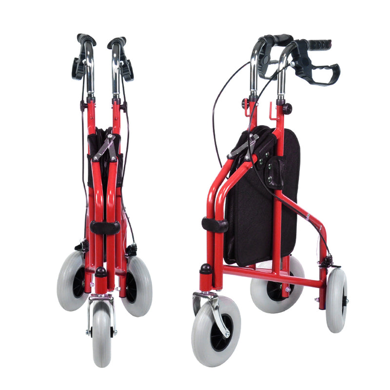 Load image into Gallery viewer, PORIYA Folding Walker Rollator 3 Wheel Mobility Aid Frame Indoor Outdoor Medical w/ Bag
