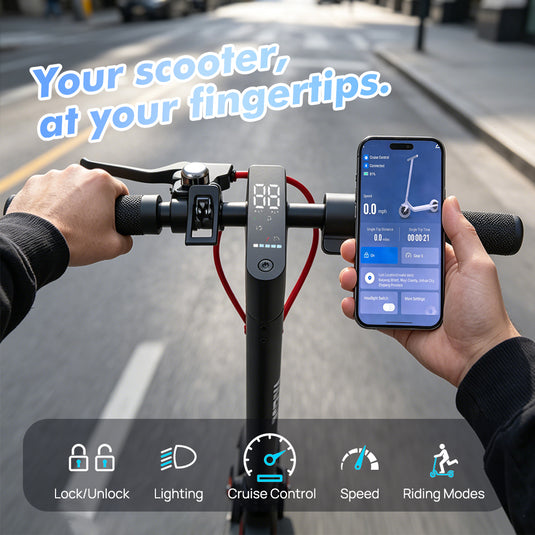 PORIYA Portable Electric Scooter 900W 40KM/H 50KM Foldable E Bike w/ Shock Absorption