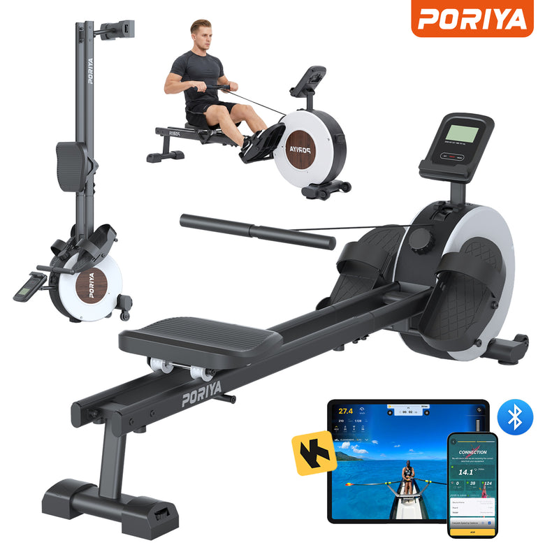 Load image into Gallery viewer, PORIYA Magnetic Rowing Machine 16 Levels of Quiet Resistance Workout Fullbody
