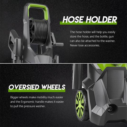 PORIYA 4800 Psi High Pressure Water Cleaner Electric Washer Gurney 10Hp Petrol 20M Hose