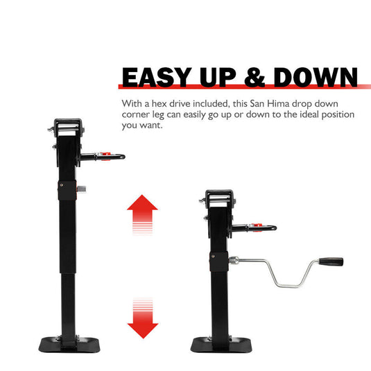 PORIYA 400MM Caravan Drop Down Corner Legs Trailer Steel Legs 1200LBS 2400LBS 2/4PCS