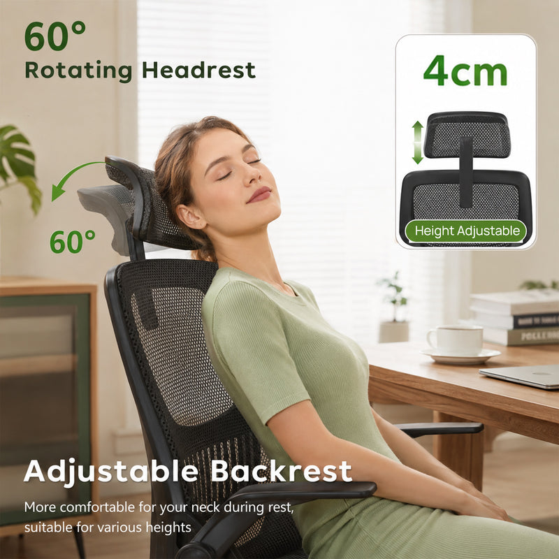 Load image into Gallery viewer, Ergonomic Home Office Chair with Lumbar Support and Adjustable Headrest High Back Mesh Desk Chair Flip-up Armrest Ergonomic Computer Chair
