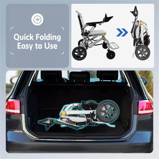 16.5KG Electric Wheelchair Lightweight Foldable Lithium Power Aluminium Portable