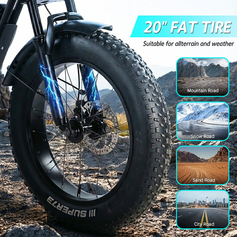 Load image into Gallery viewer, PORIYA 2000W 80KM 60KM/H Electric Bike Mountain Bicycle E-Bike 20“ off Road Traveling
