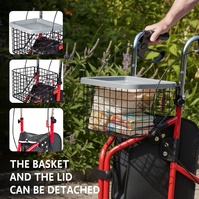 Load image into Gallery viewer, PORIYA Folding Walker Rollator 3 Wheel Mobility Aid Frame Indoor Outdoor Medical w/ Bag
