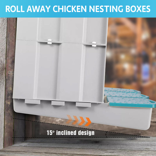 PORIYA 3 Hole Chicken Nesting Box Roll Away Chook Hen Laying Boxes Modular Nest House