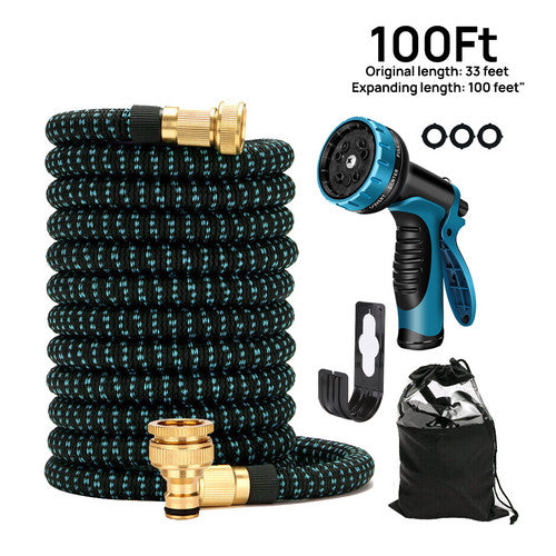 25-100FT Flexible Expandable Garden Water Hose Pipe Car Wash W/ Spray Nozzle Gun