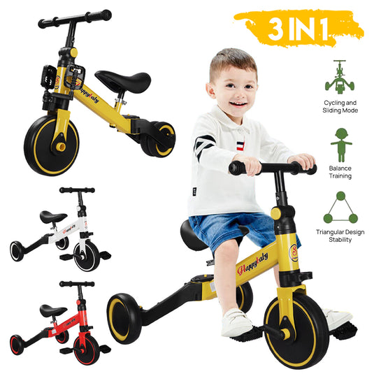 PORIYA 3 in1 Toddler Kid Ride on Toy Balance Bike Scooter Tricycle 1.5-4 Years Push Car