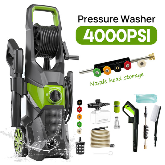 PORIYA 4800 Psi High Pressure Water Cleaner Electric Washer Gurney 10Hp Petrol 20M Hose