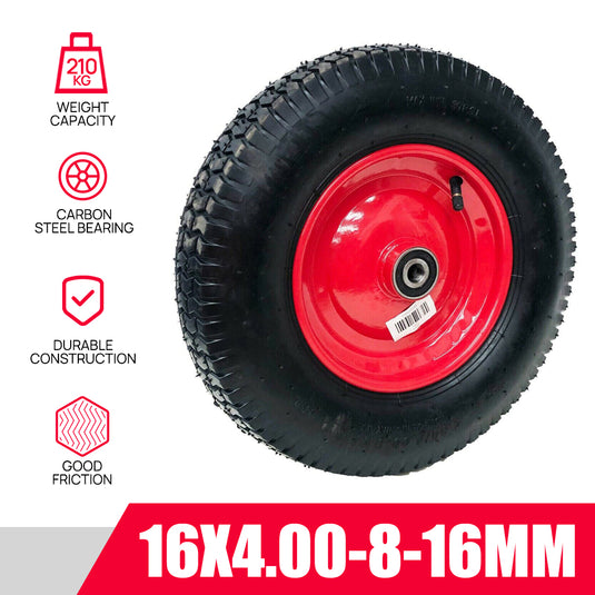 PORIYA 16" SOLID TYRE WHEELBARROW WHEELS FLAT FREE PUNCTURE PROOF 25mm Bore 6.5"-8"