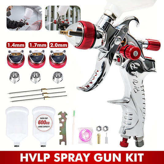 PORIYA Spray Gun Paint Gun Kit HVLP Gravity Feed Air 1.4mm 1.7mm 2mm 3Tips
