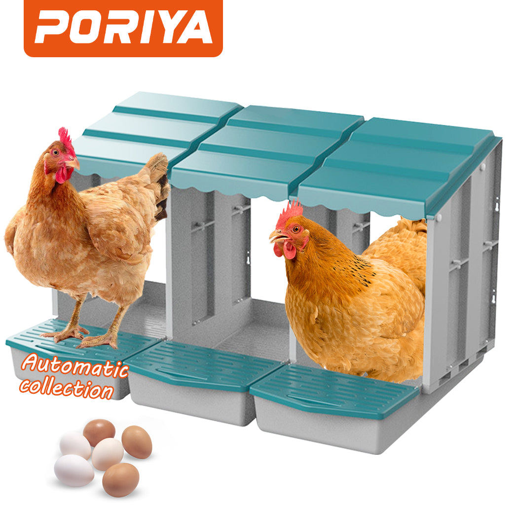 PORIYA 3 Hole Chicken Nesting Box Roll Away Chook Hen Laying Boxes Mod