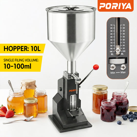 PORIYA Manual Liquid Filling Machine Paste Bottle Filler 5-100ml Adjustable