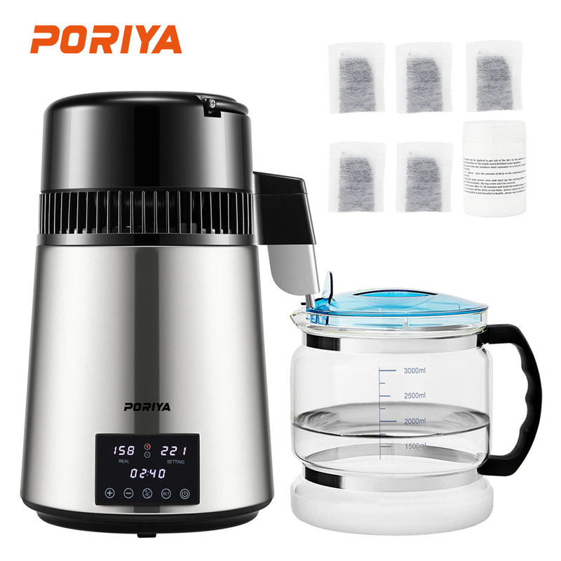 Load image into Gallery viewer, PORIYA 4L Stainless Steel Water Filter Distilled Pure Water Purifier Distiller

