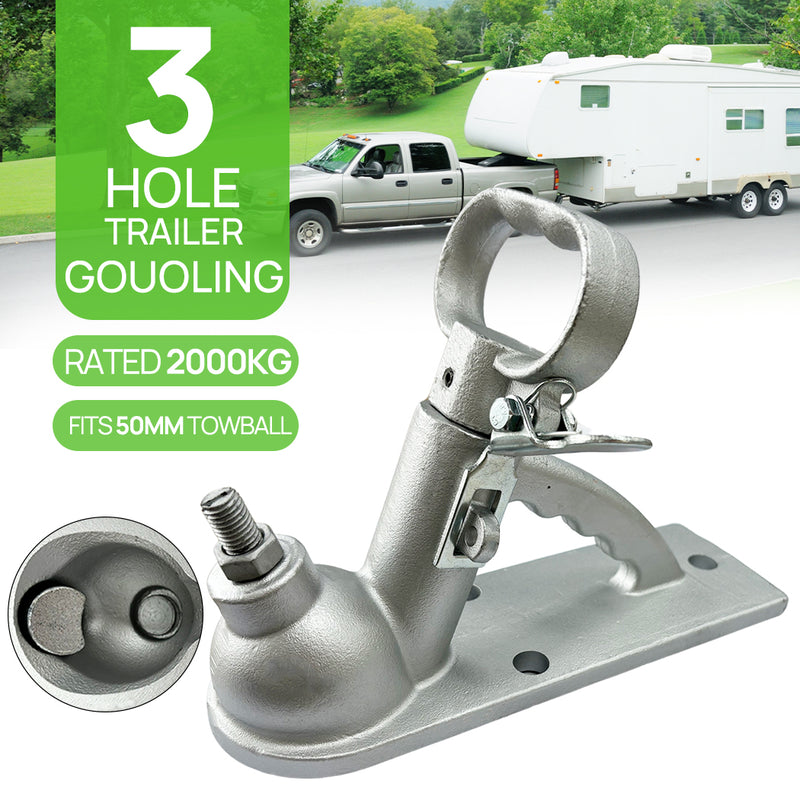 Load image into Gallery viewer, PORIYA 50mm Trailer Coupling 3 Hole Zinc Bolt-On Quick Release Hitch 2000kg ADR
