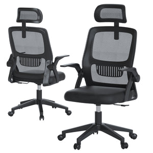 Ergonomic Home Office Chair with Lumbar Support and Adjustable Headrest High Back Mesh Desk Chair Flip-up Armrest Ergonomic Computer Chair