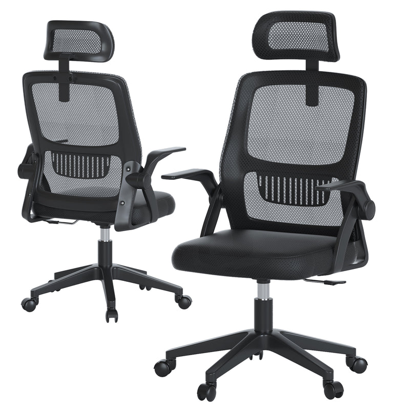 Load image into Gallery viewer, Ergonomic Home Office Chair with Lumbar Support and Adjustable Headrest High Back Mesh Desk Chair Flip-up Armrest Ergonomic Computer Chair
