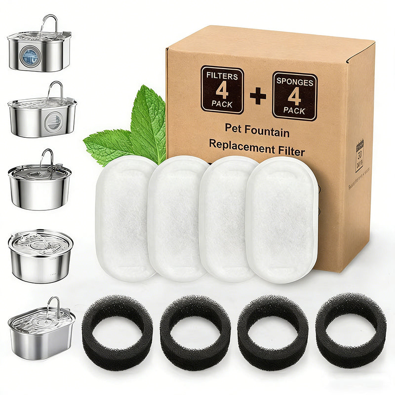 Load image into Gallery viewer, PORIYA 304 Stainless Steel Water Fountain Pet Dog Cat Drinking Dispenser Filter Feeder
