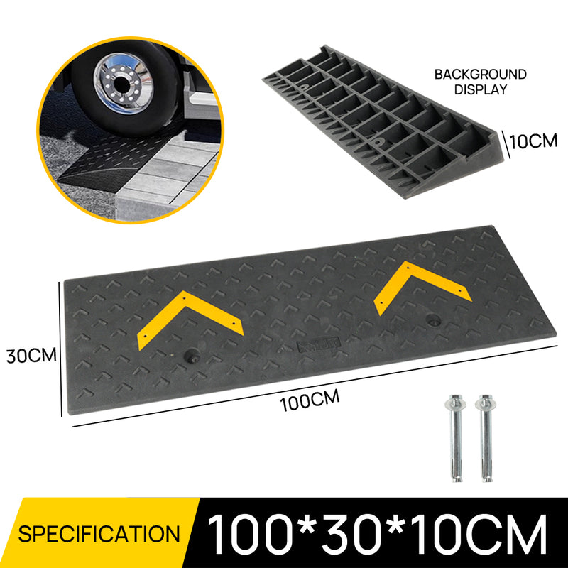 Load image into Gallery viewer, PORIYA Heavy Duty Rubber Curb Ramp 100x30x10cm Heavy Duty Kerb Driveway Threshold Ramp

