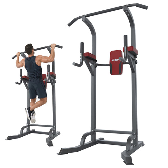 Foldable Power Tower Chin Up Station Push Pull Up Bar Knee Raise Weight Dip Gym