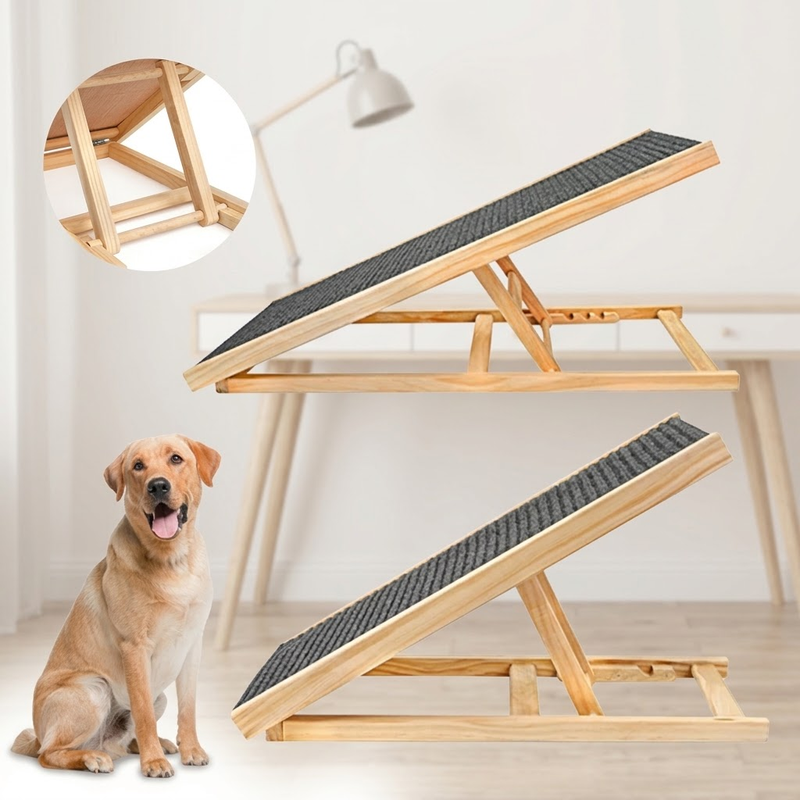 Load image into Gallery viewer, PORIYA Foldable Dog Pet Ramp Adjustable Height Dogs Stairs for Bed Sofa Car
