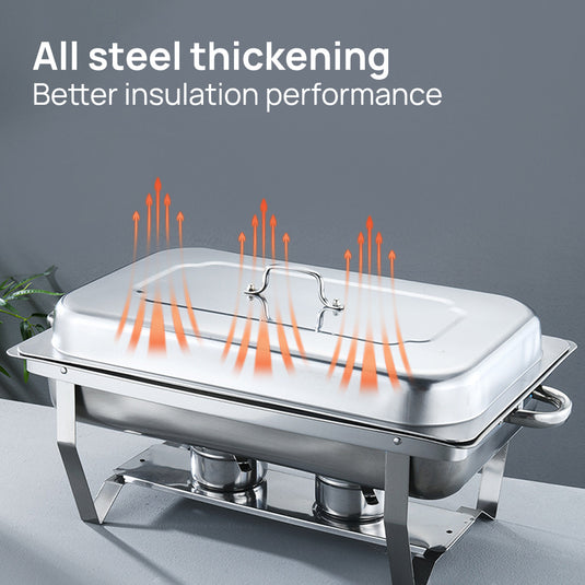 PORIYA 9L 304 Insulated Food Warmer Bain Marie Food Warmer Buffet Warmer Chafing Dish