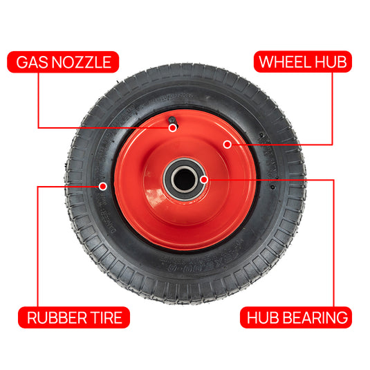 PORIYA 16" SOLID TYRE WHEELBARROW WHEELS FLAT FREE PUNCTURE PROOF 25mm Bore 6.5"-8"