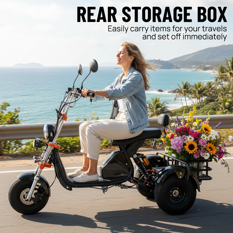 Load image into Gallery viewer, PORIYA Electric Scooter 3000W 60KM/H Adult Off Road 3 Wheels E-Scooter w/ Basket
