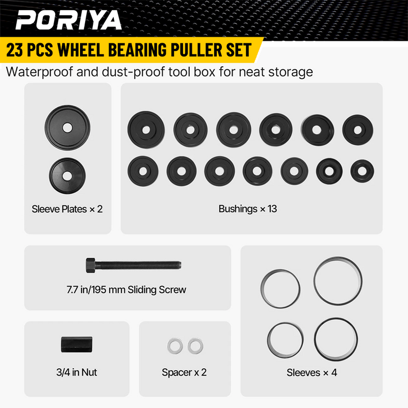 Load image into Gallery viewer, PORIYA 23PCS Front Wheel Drive Bearing Removal Adapter Puller Pulley Tool Kit w/ Case
