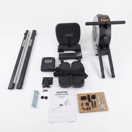 PORIYA Magnetic Rowing Machine 16 Levels of Quiet Resistance Workout Fullbody