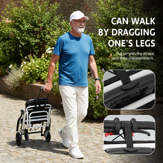 PORIYA Portable Ultra-Light 6.8KG Folding Transport Wheelchair Mobility Aid Wheelchair