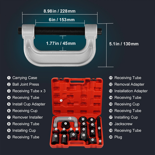 PORIYA 21pcs Ball Joint Press Kit C-press Ball Joint Tools Automotive Repair Kit