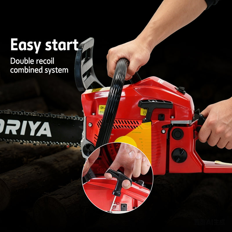Load image into Gallery viewer, PORIYA 45cc Petrol Chainsaw Commercial 18" Bar Chain Saw E-Start Tree Pruning
