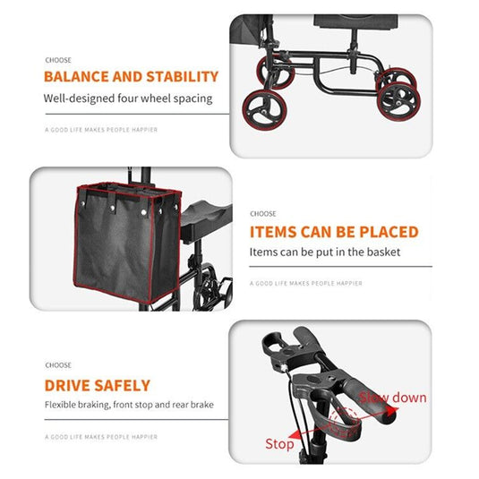 Foldable Knee Walker Scooter Mobility Alternative Crutches Wheelchair w/ Basket