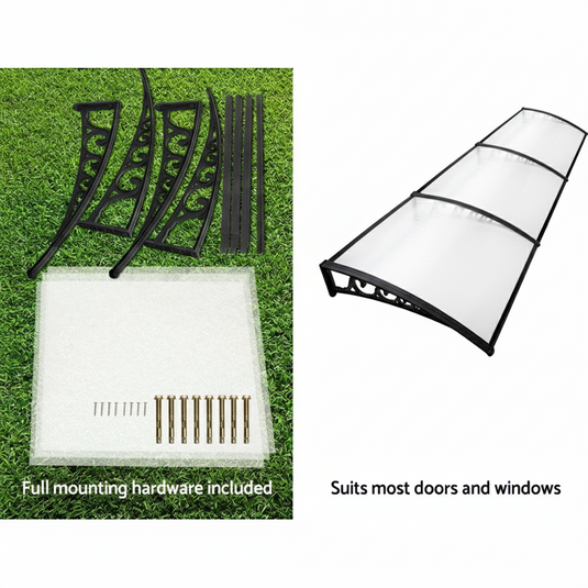PORIYA Window Door Awning Outdoor Balcony Door Canopy Shelter Rain Cover Wind Shield