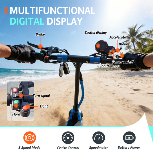 PORIYA NEW Electric Scooter w/RGB Light 2000W 50KM/H Foldable Adult Off Road E-Bike