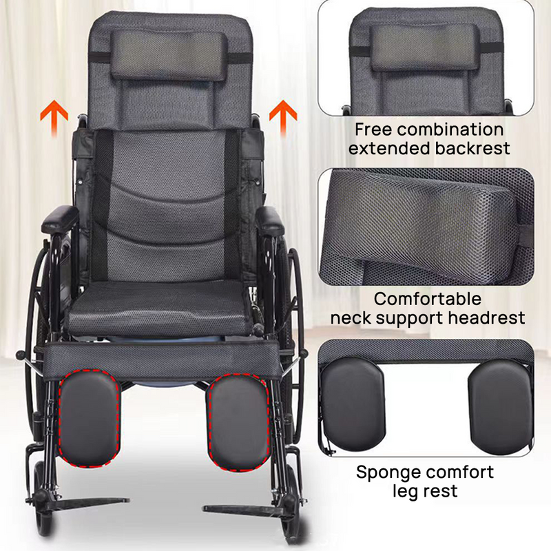 Load image into Gallery viewer, PORIYA 24" Lightweight Foldable Wheelchair 6-Level Recline w/ Dining table Safety Belt
