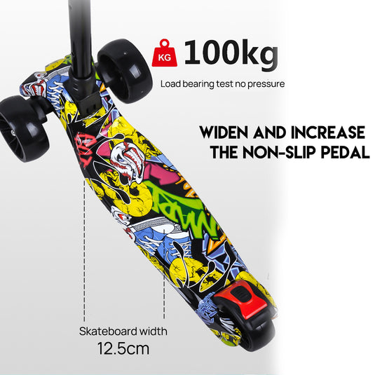 PORIYA Foldable Kids Scooter Adjustable Height Flashing LED Lights 3 Wheels Kick Push