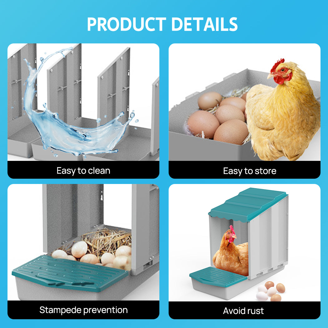 PORIYA 3 Hole Chicken Nesting Box Roll Away Chook Hen Laying Boxes Mod