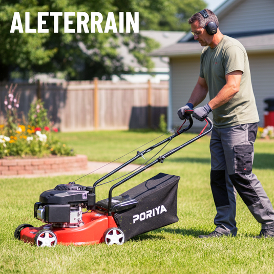 PORIYA Lawn Mower 16" 4 Stroke Engine oil Powered Hand Push Engine Lawnmower