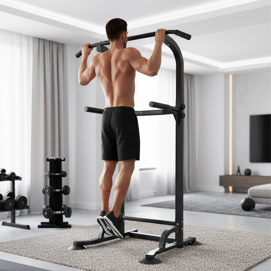 PORIYA Foldable Power Tower Chin Up Station Push Pull Up Bar Knee Raise Weight Dip Gym