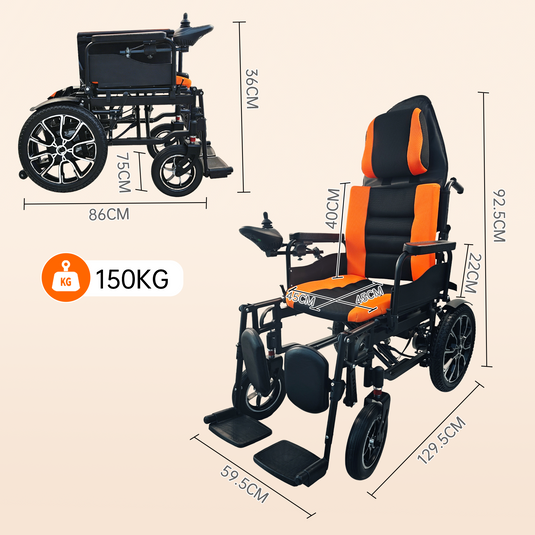 PORIYA Electric Wheelchair Foldable Long Range Recline Wheelchair w/ Headrest
