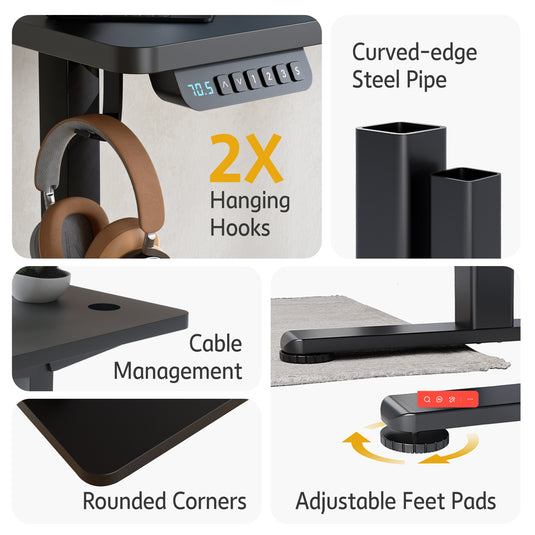 PORIYA 1.7M Electric Standing Desk Height Adjustable Home Office Computer Working Desk