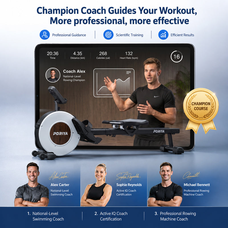 Load image into Gallery viewer, PORIYA Magnetic Rowing Machine 16 Levels of Quiet Resistance Workout Fullbody
