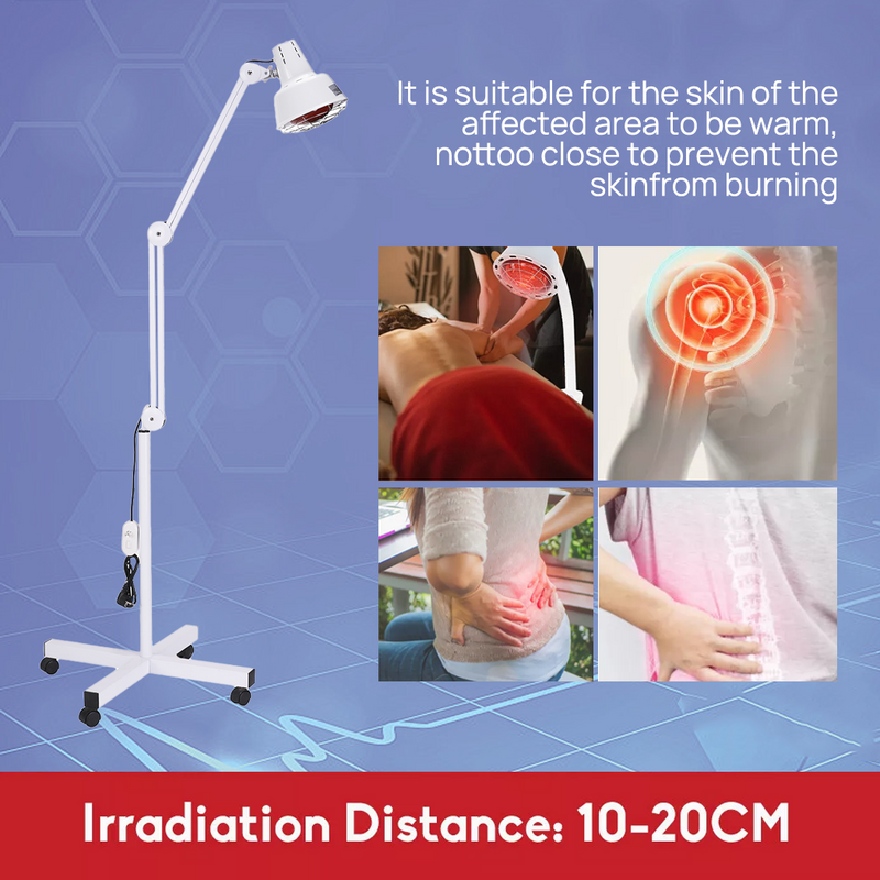 Load image into Gallery viewer, 275W Floor Stand Infrared IR Temperature Light Therapy Heat Lamp Pain Relief
