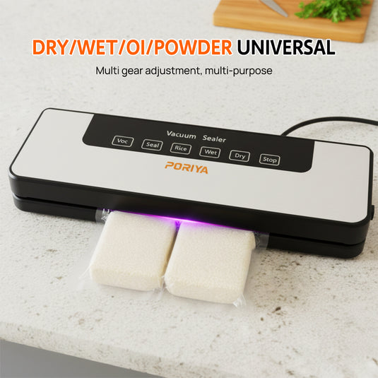 PORIYA Commercial Vacuum Sealer Machine Fresh Dry Wet Food Saver Storage With 30pc Bags